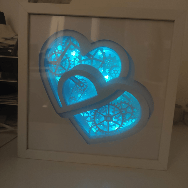 Lightbox coeurs entrelacés et engrenages