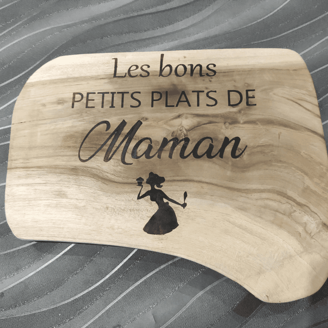 Sous plat ou plaque décorative bois brûlé Les bons petits plats de Maman